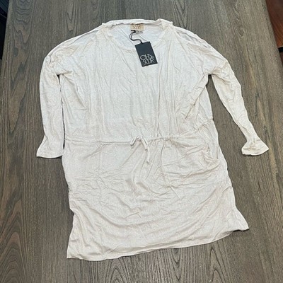 NWT Chaser White Glitter Mini Dress Long Sleeve Pockets Size M