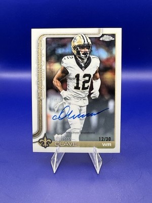 Chris Olave 2025 Topps Chrome White Refractor Auto 12/30 Jersey Match
