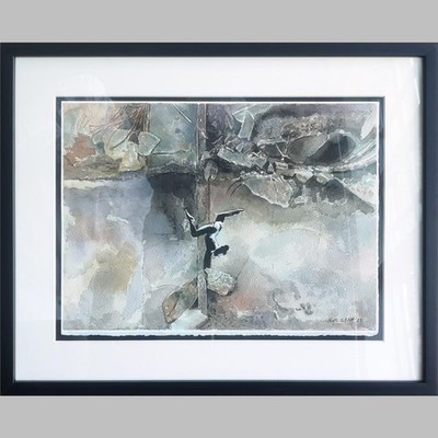 Nur Ilham Banksy Ballet Unique Watercolour Framed Street Art