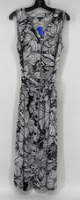 Talbots Preowned Womens Maxi Dress Large Floral Sleeveless Black/White NWT