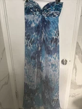 Jovani Women's Blue Formal Dress Size 8 100 Silk Sleeveless Prom Evening Gown