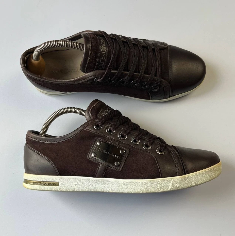 Dolce & Gabbana Zapatillas Marrón Gamuza Cuero Talla 6.5 Foto 2 de 4