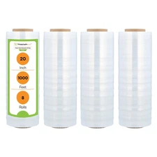 Industrial Movers Stretch Wrap 20" x 1000' Clear Plastic Shrink Film 8 Rolls