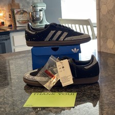 Size 7.5 - adidas Samba OG Black Silver Rhinestones W