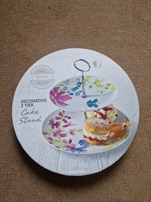 NEXT Dine Deko 2 Etagen Kuchenständer weiß geblümt