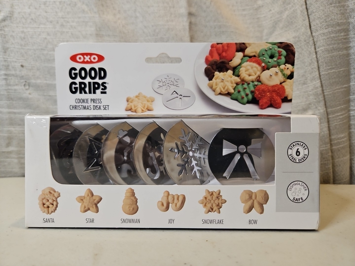 OXO Good Grips 6 Piece Cookie Press Christmas Disk Set New In Box