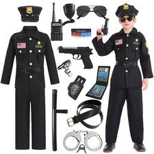 Police Costume for Boys Kids Cop Halloween Costumes Police Officer Uniform Ou...