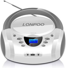 CD Players Portable Boombox with FM Radio/USB/Bluetooth/AUX Input and Earphone