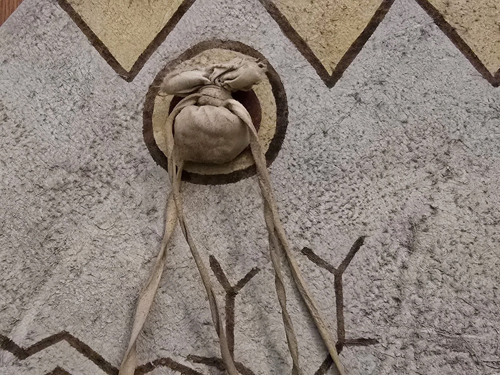 NATIVE AMERICAN CEREMONIAL LEATHER SHIELD, PAINTED "ANIMAL CLAN"  SD-0621*05689