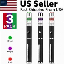 Class II Presentation Laser Pointer Pens Red Green Violet 1mW AAA 3-Pack