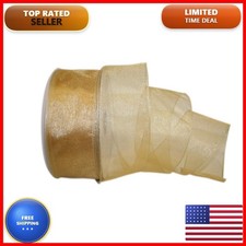 Reliant Ribbon 99908W-035-40K Sheer Wired Edge Ribbon 2-1/2 in x 50 yd Gold