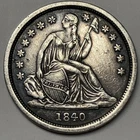1840 Seated Liberty Dime.   No Drapery.  XF Detail. Cleaned