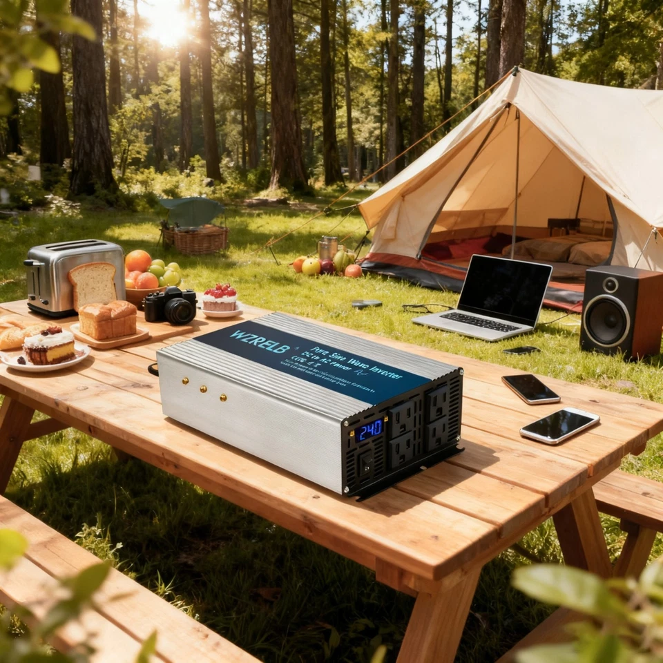 WZRELB 1500W 2000W 24VDCto120VAC Pure Sine Wave Inverter with4 AC outlets RV/Car - Image 2 of 4