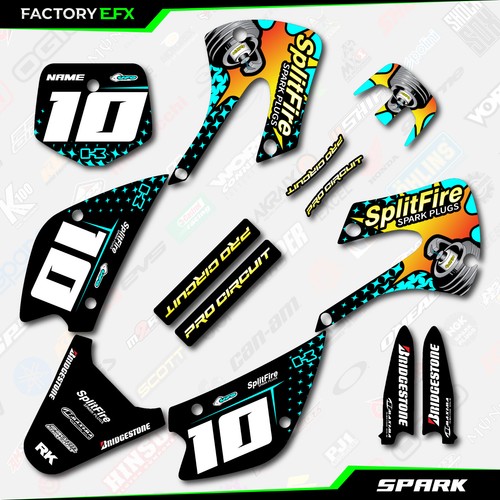 Cyan Spark Racing Graphics Kit fits Kx85 01-13 Plates Kx 85 2005-2013 - Picture 8 of 8