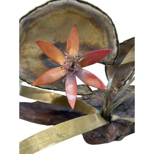 Vintage Mid Century Metal Sculpture Brass Copper CatTails Decorative 9"x15.5"T - Picture 2 of 15