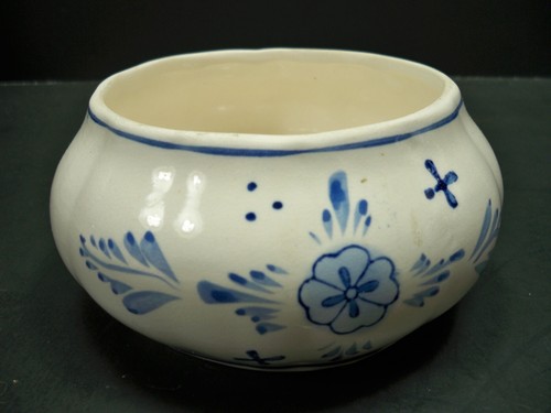 Delft Blue Holland Hand Painted Porcelain Planter Bowl Windmill Vintage Antique - Picture 1 of 13