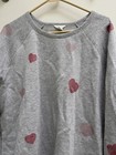 Caslon Crew Neck Pullover Valentine's Sweatshirt Women L Embellished Hearts Gray — photo 3