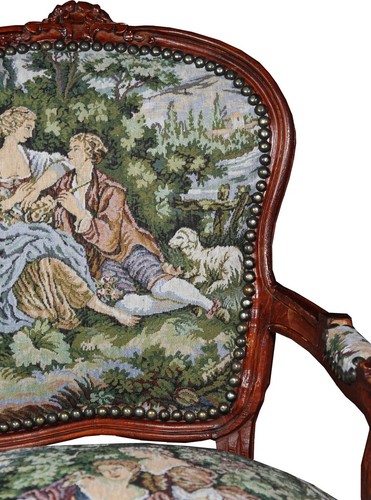 Casa Padrino Barock Salon Stuhl Gobbelin / Braun Antik Stil Möbel - Bild 3 von 3