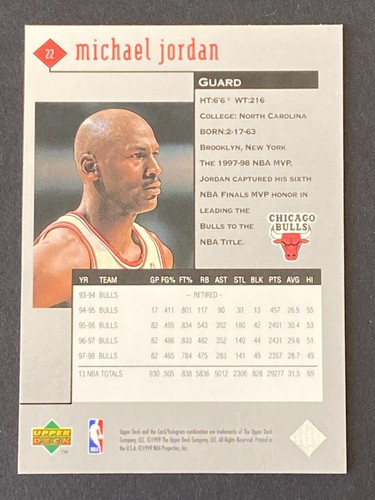 Michael Jordan 1998-99 Upper Deck Black Diamond #22 - Picture 6 of 10