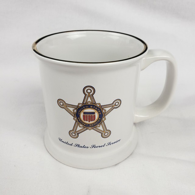 United States Secret Service Star Gold Rim Ceramic Coffee Mug Gold Rim