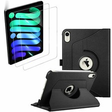For iPad Mini 6th Generation 8.3 in 2021 Case Folio Fold Cover Tempered Glass