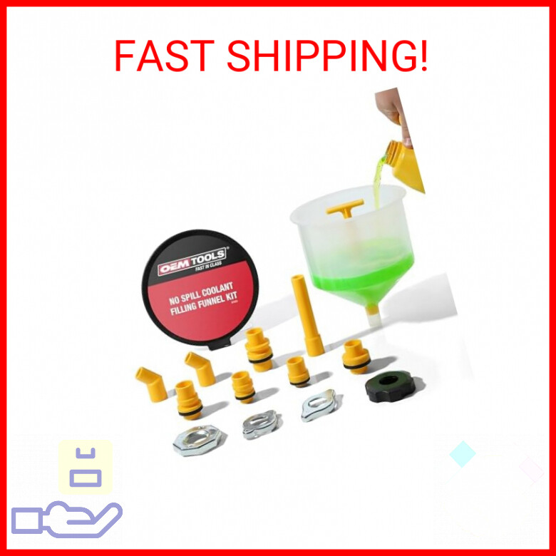 OEMTOOLS 87009 No-Spill Coolant Filling Plastic Funnel Kit