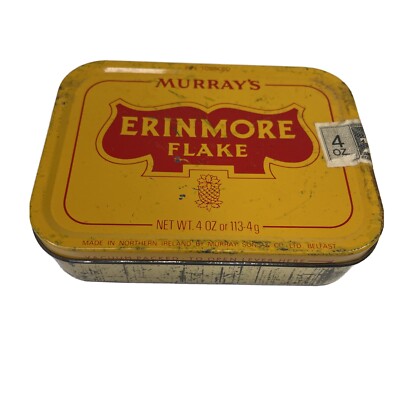 Vintage 1950 s Erinmore Flake Pipe Tobacco Northern Ireland Tin w/ Stamp