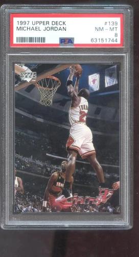 1997-98 Upper Deck #139 Michael Jordan Jams PSA 8 Graded Basketball Card NBA 97