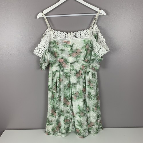 Disney Princess Juniors Girls Large Cold Shoulder Dress Lace Floral Tiana NWT - Picture 3 of 6