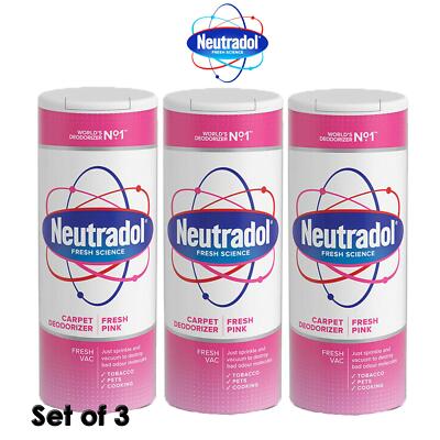 Neutradol Vac Carpet Deodoriser Fresh Pink 3 x 350g Odour Tobacco Pets  Cooking