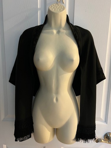 Vintage 1920's Women's Black Floral Embroidered Shawl - Picture 6 of 9