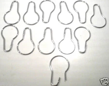 SHOWER HOOKS 12 PC. CHROME PLATED SHOWER CURTAIN HOOKS, RINGS