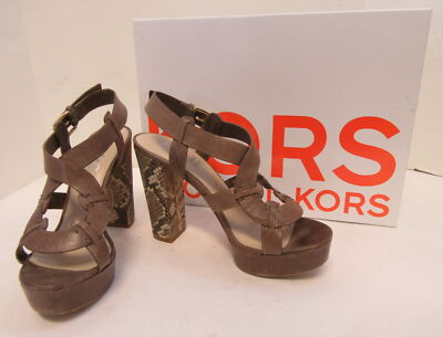 KORS BY MICHAEL KORS Dark Olive Veta Reptile Heel Platform Sandals