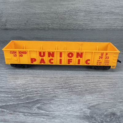 #ad Vtg HO Scale Tyco Gondola Union Pacific UP 2923 No Load Yellow Train Model Car $5.49
