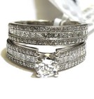 GIA 14k white gold 2.22ct round diamond engagement ring wedding band 6.2g 6 — photo 3