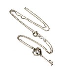 925 Sterling Silver .03ct diamond Key Mother Child pendant necklace 2.5g 18" — photo 3