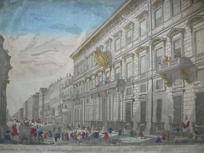vue d'optique XVIII d'après Piranèse : le palais de l'Académie sur le Corso - Photo 1/4