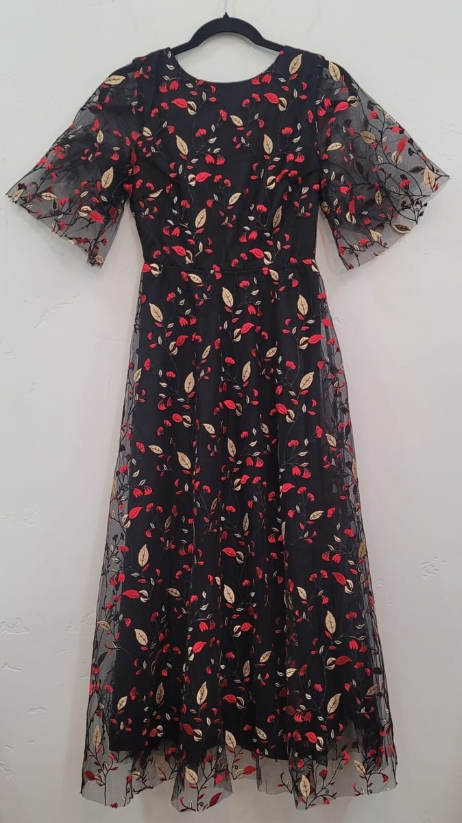 Baltic Born NEW Arabella Embroidered Tulle Mesh Maxi Dress sz.S | eBay