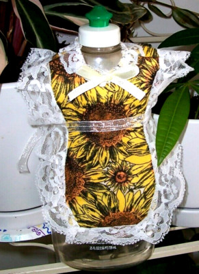 Pretty Sunflower Apron cover-up for pancake syrup Catsup Dish soap bottle gift
