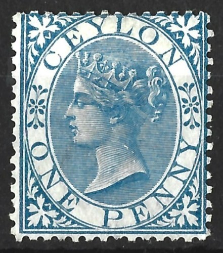 CEYLON QV 1868 ONE PENNY BLUE PERF 14 MINT