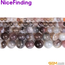 Natural Botswana Agate Round Gemstone Loose Beads Jewelry Making Strand 15'' DIY
