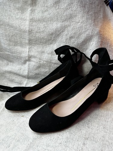 XOXO Womens Blk Suede ALEXIA Block Heel Ankle Lace-Up Pump Sz 8.5M Pre-owned - Picture 15 of 16