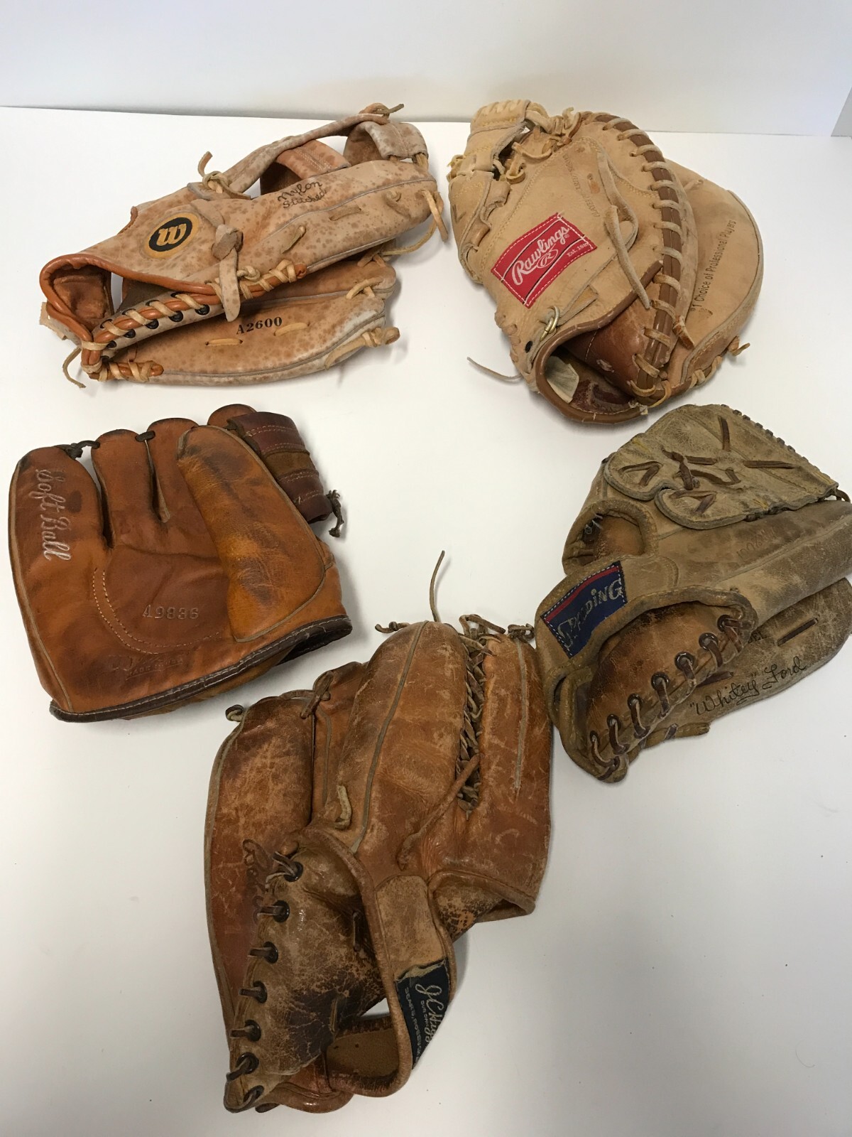 Lot of 4 Vintage Baseball Glove Catchers Mitt 1 is softball eBay