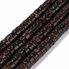5 Strands Flat Round Coconut Brown Coconut Beads Strands Heishi Beads 5x3mm 13"