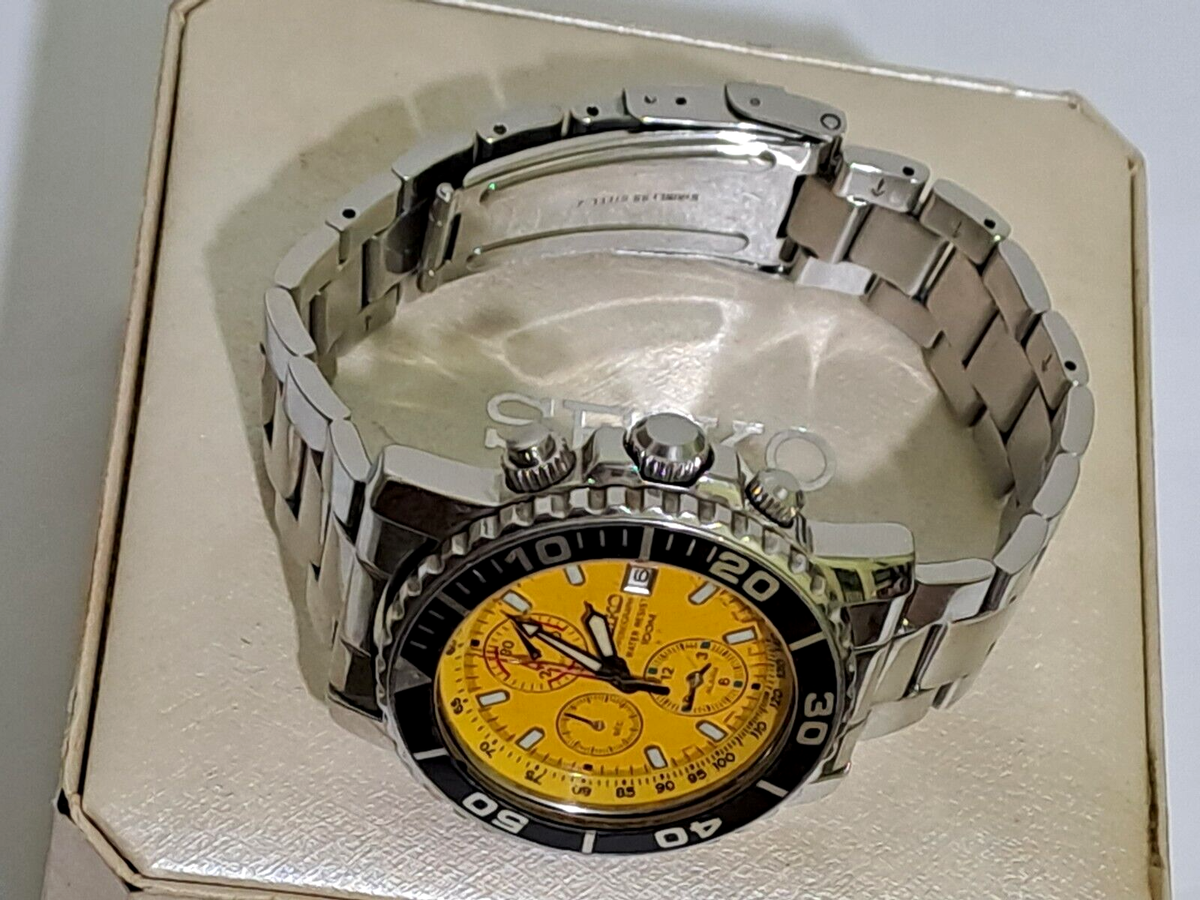 VTG SEIKO CHRONO 7T32-7G30 DAYTONA ALARM YELLOW DIAL JAPAN MEN 