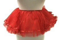 Girls Childs Tutu Skirt Red Sparkle Halloween/Christmas Dance Costume Tulle S/M