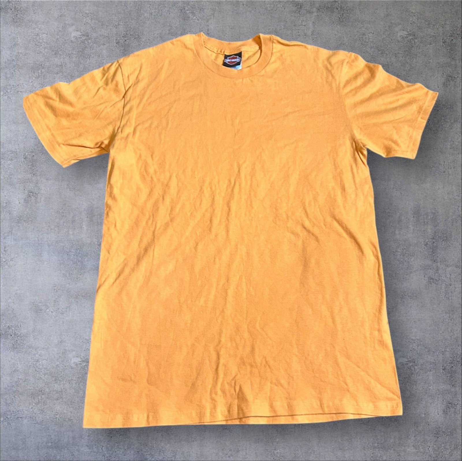 Harley Davidson BLANK Tee Men’s Large Orange Motorcycle Biker Shirt