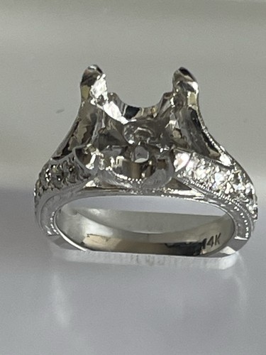 14k Weißgold Ring nur Fassung mit G-vs1 Diamanten - Bild 3 von 11