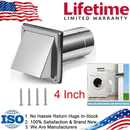 4" Dryer Vent Cover Outside Stainless Steel Guard Wall Dryer Exhaust Cap For Rv