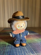 LABUBU clothes 4pc COWBOY OUTFIT Denim SHIRT,PANTS,BOOTS+HAT 15/17cm (No Doll)